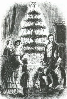 Queen Victoria and Prince Albert with a Christmas tree at Windsor castle