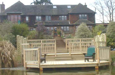 Completed deck with balustrading and steps.