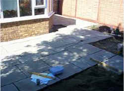 The patio laid, leave to mature for a few days before walking on it